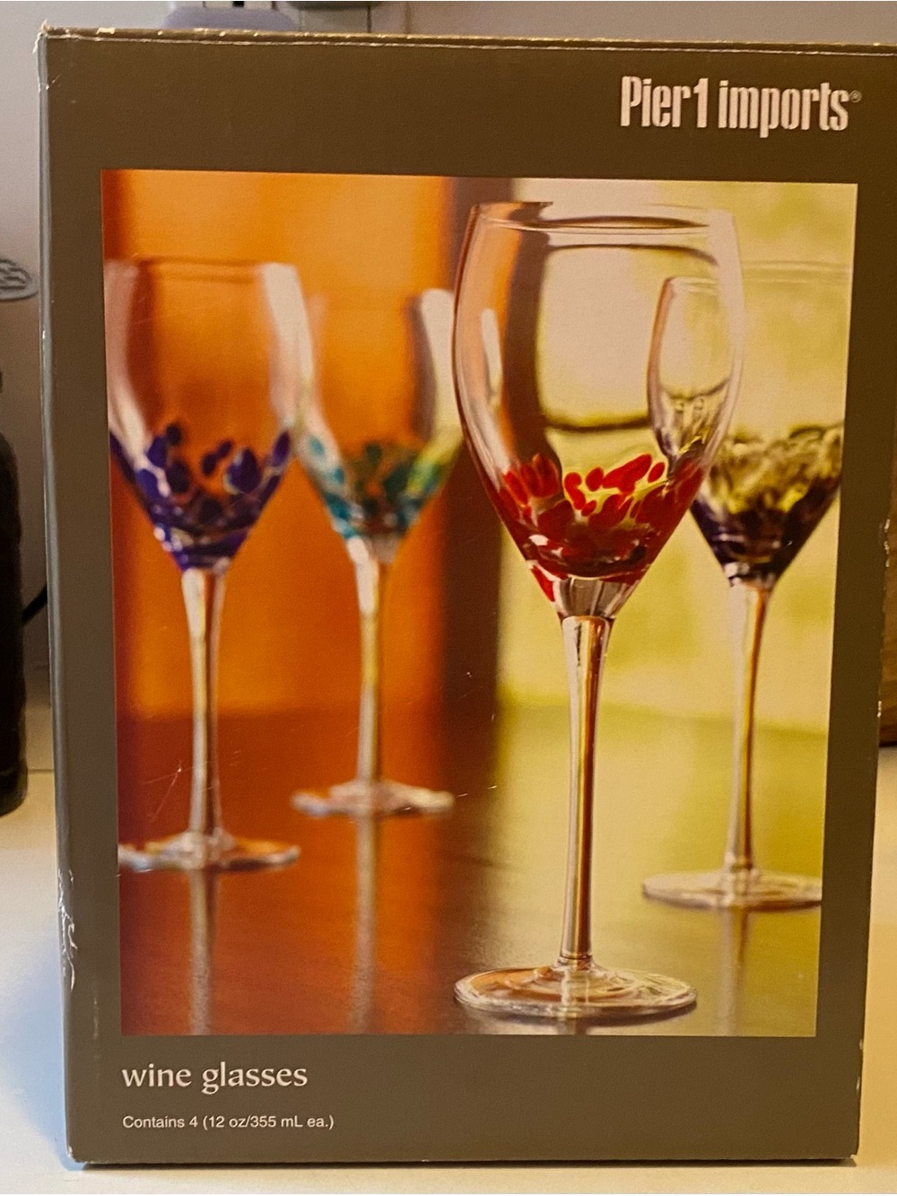 Pier 1 Imports - Multicolor Dot Accent Wine Glasses - Red, Blue, Teal, Purple